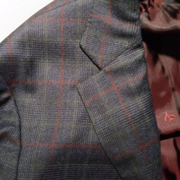 NWOT Current Isaia Napoli Dark Navy Plaid Sport Coat Jacket EU52R (US42R) - Picture 7 of 7